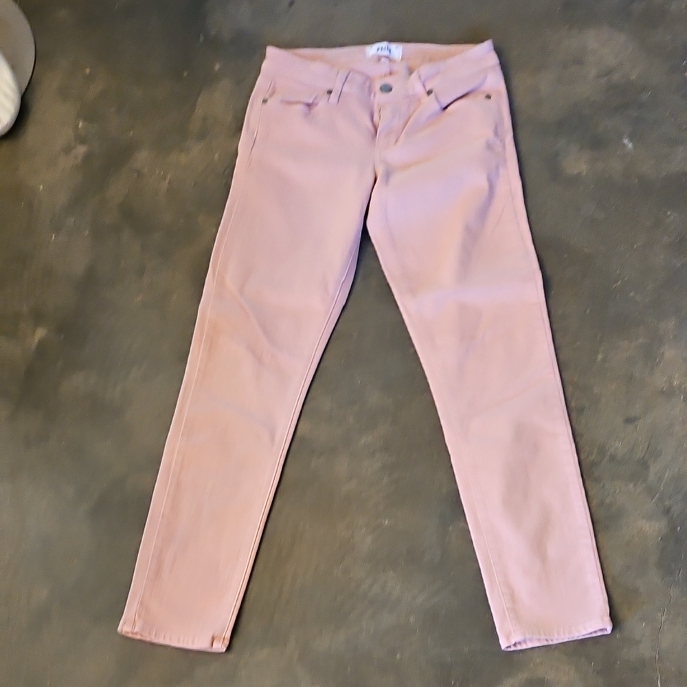 PAIGE Rose Pink Denim Skyline Ankle Peg Jeans Size 27 Cotton Stretch
